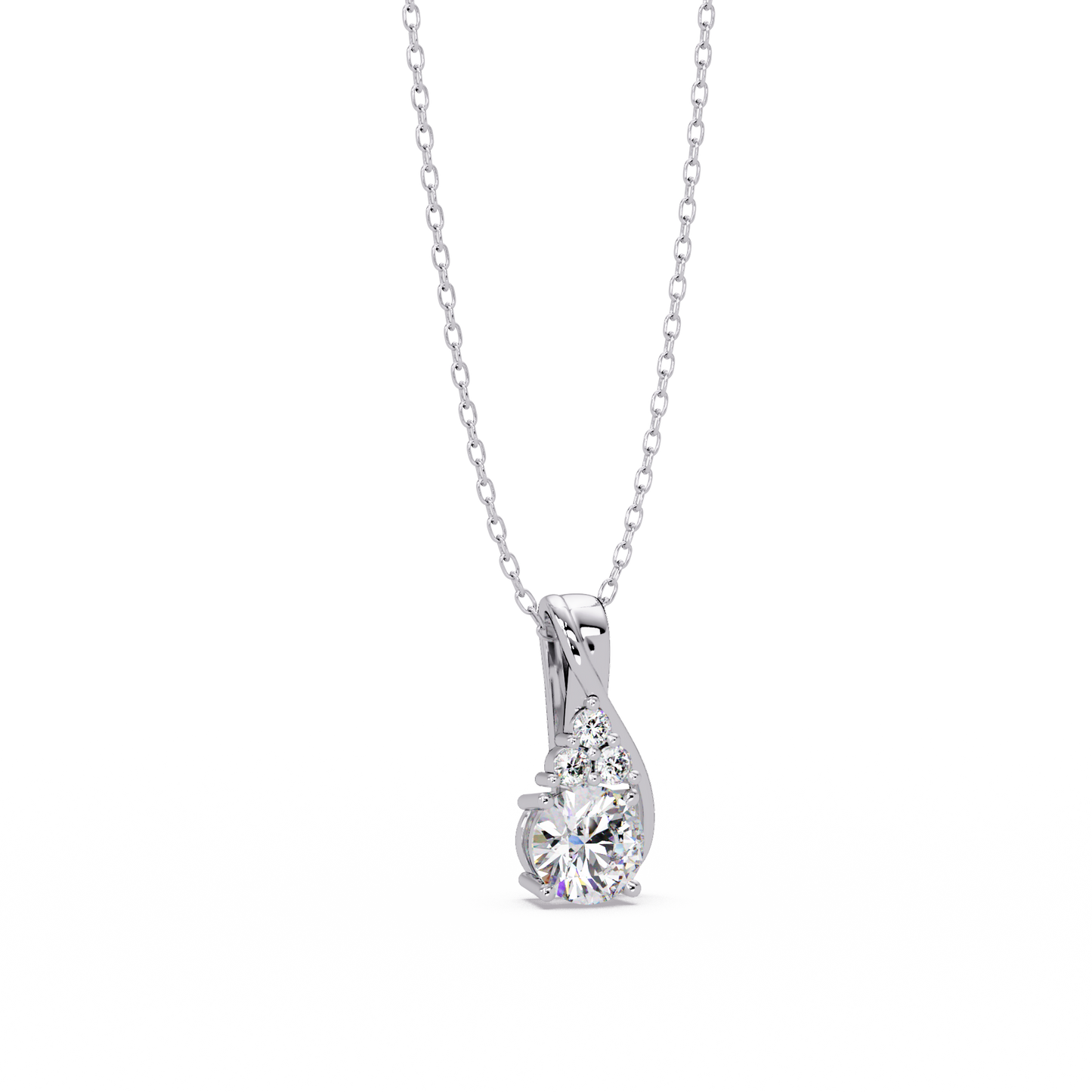 Round Cut Lab Grown Diamond Prong Set 4 Stone Pendant - HIGHCARAT DIAMONDS