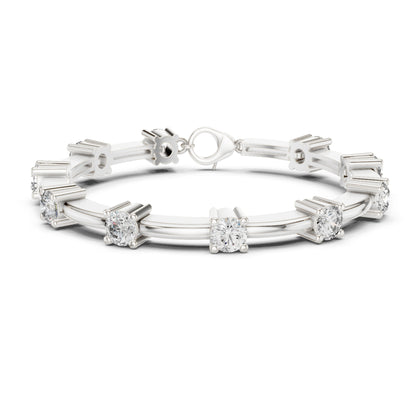 Vintage Round Cut Diamond Prong Set Elegant Cluster Dainty Wedding Bracelet For Women's In 4K Solid Gold - HIGHCARAT DIAMONDS