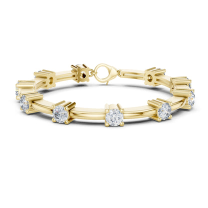 Vintage Round Cut Diamond Prong Set Elegant Cluster Dainty Wedding Bracelet For Women's In 4K Solid Gold - HIGHCARAT DIAMONDS
