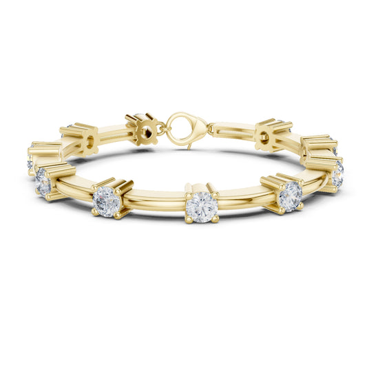 Vintage Round Cut Diamond Prong Set Elegant Cluster Dainty Wedding Bracelet For Women's In 4K Solid Gold - HIGHCARAT DIAMONDS