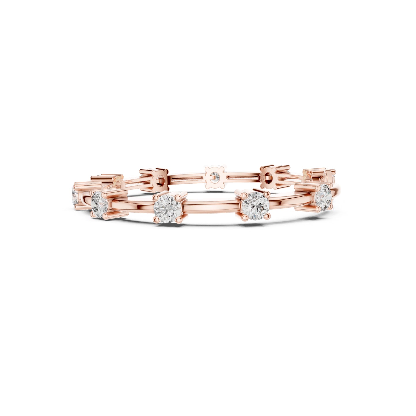Vintage Round Cut Diamond Prong Set Elegant Cluster Dainty Wedding Bracelet For Women's In 4K Solid Gold - HIGHCARAT DIAMONDS
