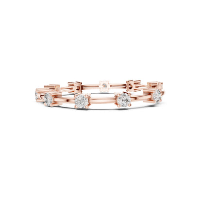 Vintage Round Cut Diamond Prong Set Elegant Cluster Dainty Wedding Bracelet For Women's In 4K Solid Gold - HIGHCARAT DIAMONDS