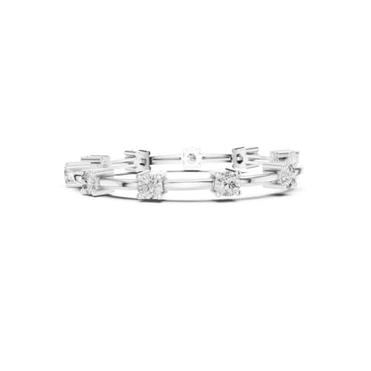 Vintage Round Cut Diamond Prong Set Elegant Cluster Dainty Wedding Bracelet For Women's In 4K Solid Gold - HIGHCARAT DIAMONDS