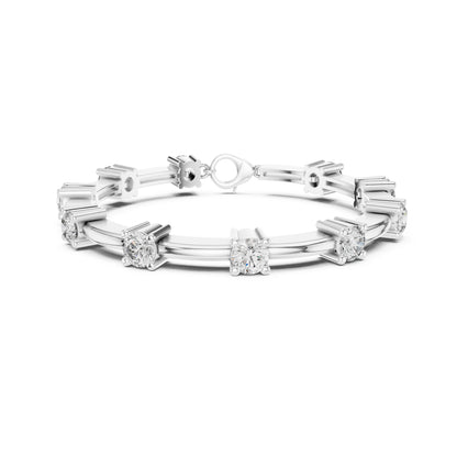 Vintage Round Cut Diamond Prong Set Elegant Cluster Dainty Wedding Bracelet For Women's In 4K Solid Gold - HIGHCARAT DIAMONDS