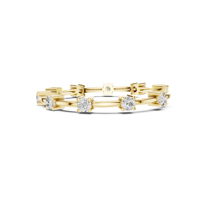 Vintage Round Cut Diamond Prong Set Elegant Cluster Dainty Wedding Bracelet For Women's In 4K Solid Gold - HIGHCARAT DIAMONDS