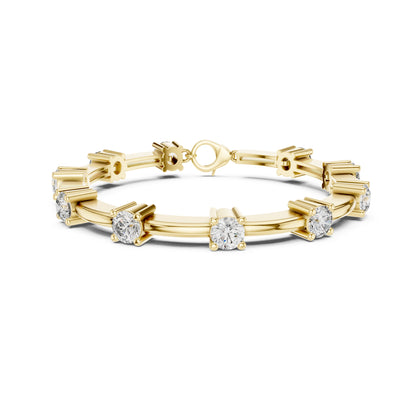 Vintage Round Cut Diamond Prong Set Elegant Cluster Dainty Wedding Bracelet For Women's In 4K Solid Gold - HIGHCARAT DIAMONDS