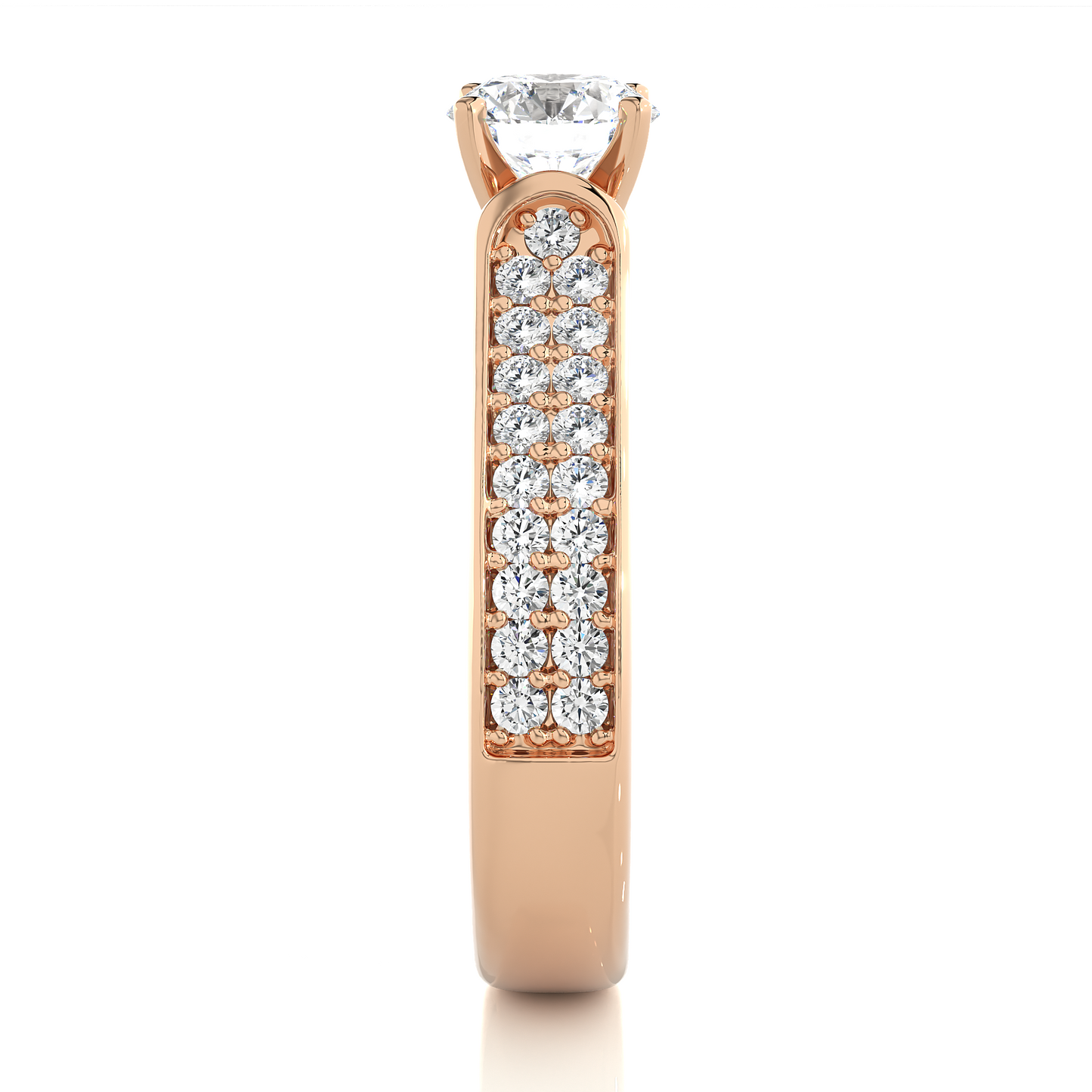 Round Cut Lab Grown Diamond Ring 1.29 CT IGI Certified Pave & Side Stones Anniversary ring her - HIGHCARAT DIAMONDS