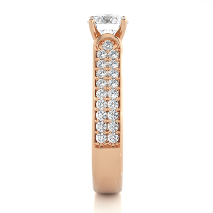 Round Cut Lab Grown Diamond Ring 1.29 CT IGI Certified Pave & Side Stones Anniversary ring her - HIGHCARAT DIAMONDS