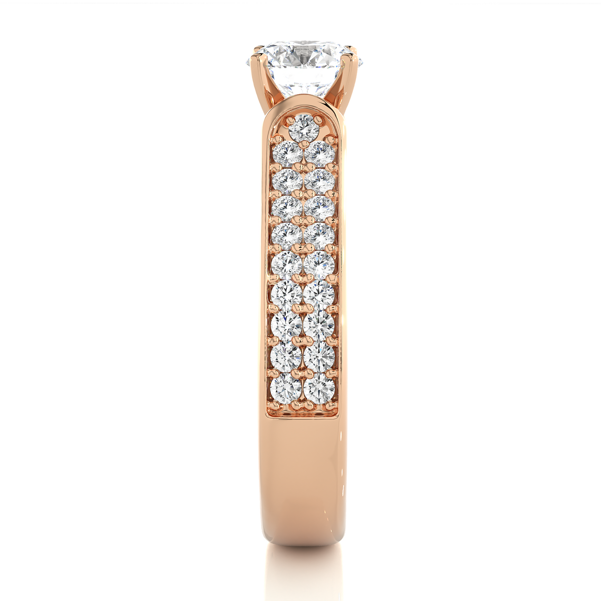 Round Cut Lab Grown Diamond Ring 1.29 CT IGI Certified Pave & Side Stones Anniversary ring her - HIGHCARAT DIAMONDS