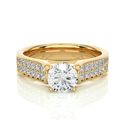 Round Cut Lab Grown Diamond Ring 1.29 CT IGI Certified Pave & Side Stones Anniversary ring her - HIGHCARAT DIAMONDS