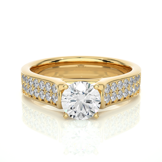 Round Cut Lab Grown Diamond Ring 1.29 CT IGI Certified Pave & Side Stones Anniversary ring her - HIGHCARAT DIAMONDS