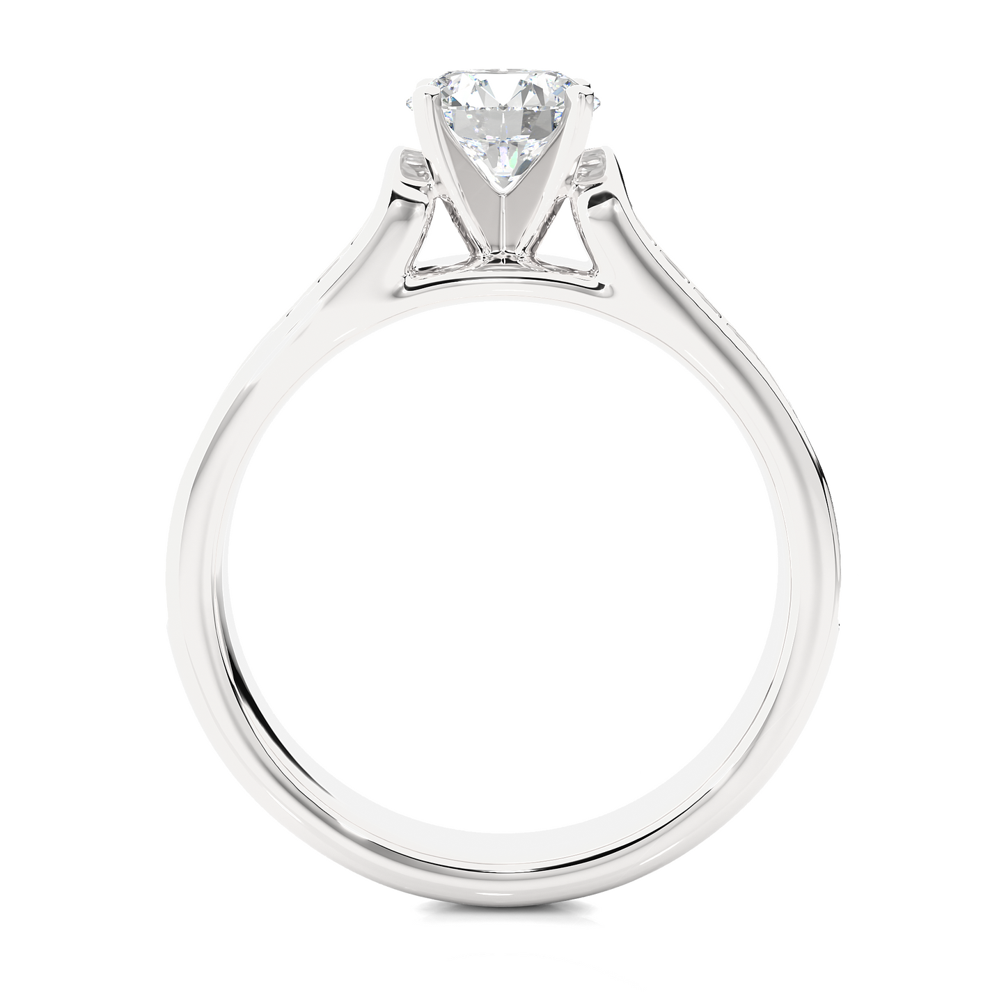 Round Cut Lab Grown Diamond Ring 1.29 CT IGI Certified Pave & Side Stones Anniversary ring her - HIGHCARAT DIAMONDS