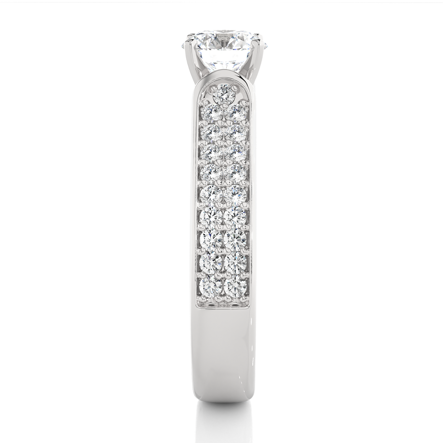 Round Cut Lab Grown Diamond Ring 1.29 CT IGI Certified Pave & Side Stones Anniversary ring her - HIGHCARAT DIAMONDS