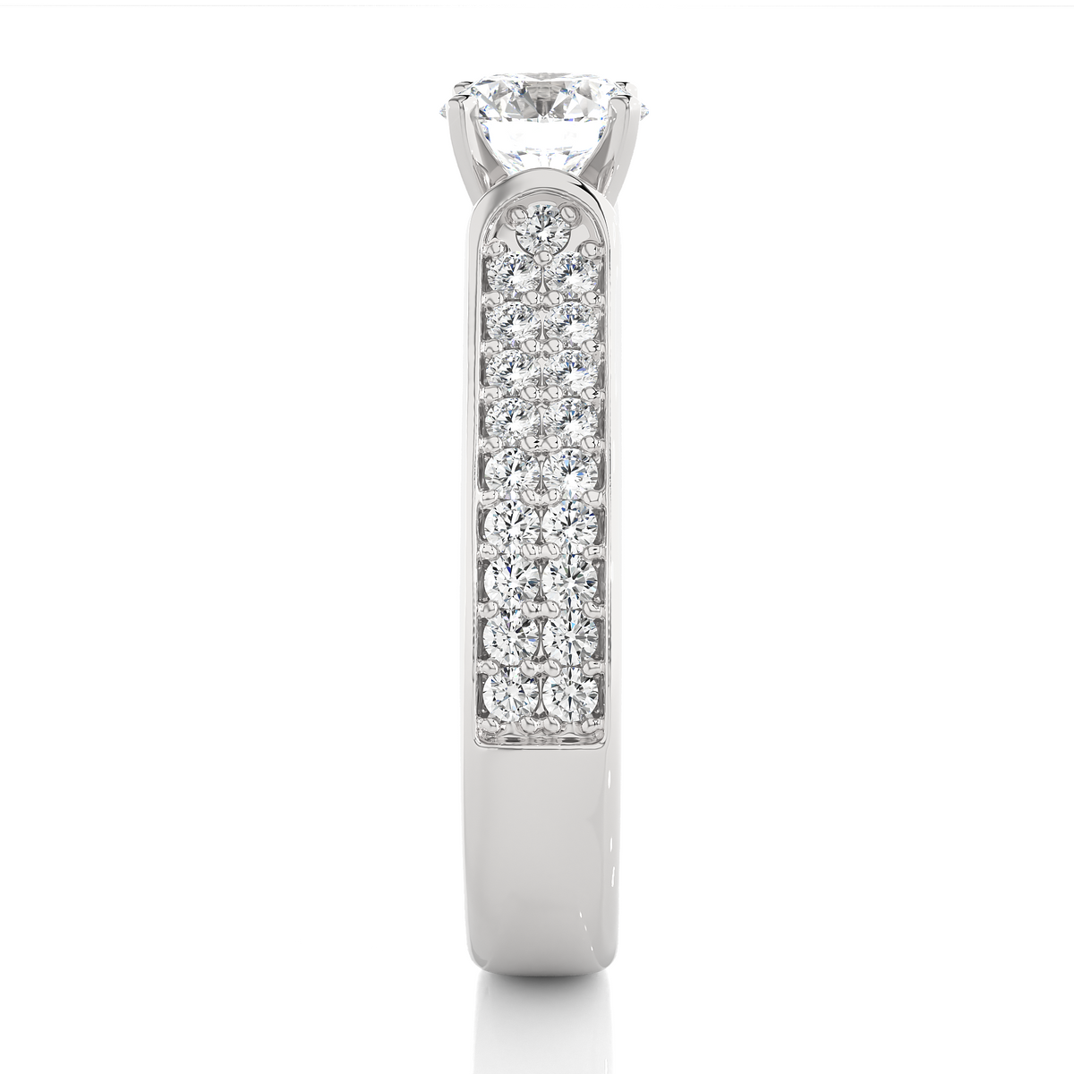 Round Cut Lab Grown Diamond Ring 1.29 CT IGI Certified Pave & Side Stones Anniversary ring her - HIGHCARAT DIAMONDS
