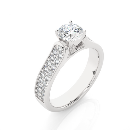 Round Cut Lab Grown Diamond Ring 1.29 CT IGI Certified Pave & Side Stones Anniversary ring her - HIGHCARAT DIAMONDS