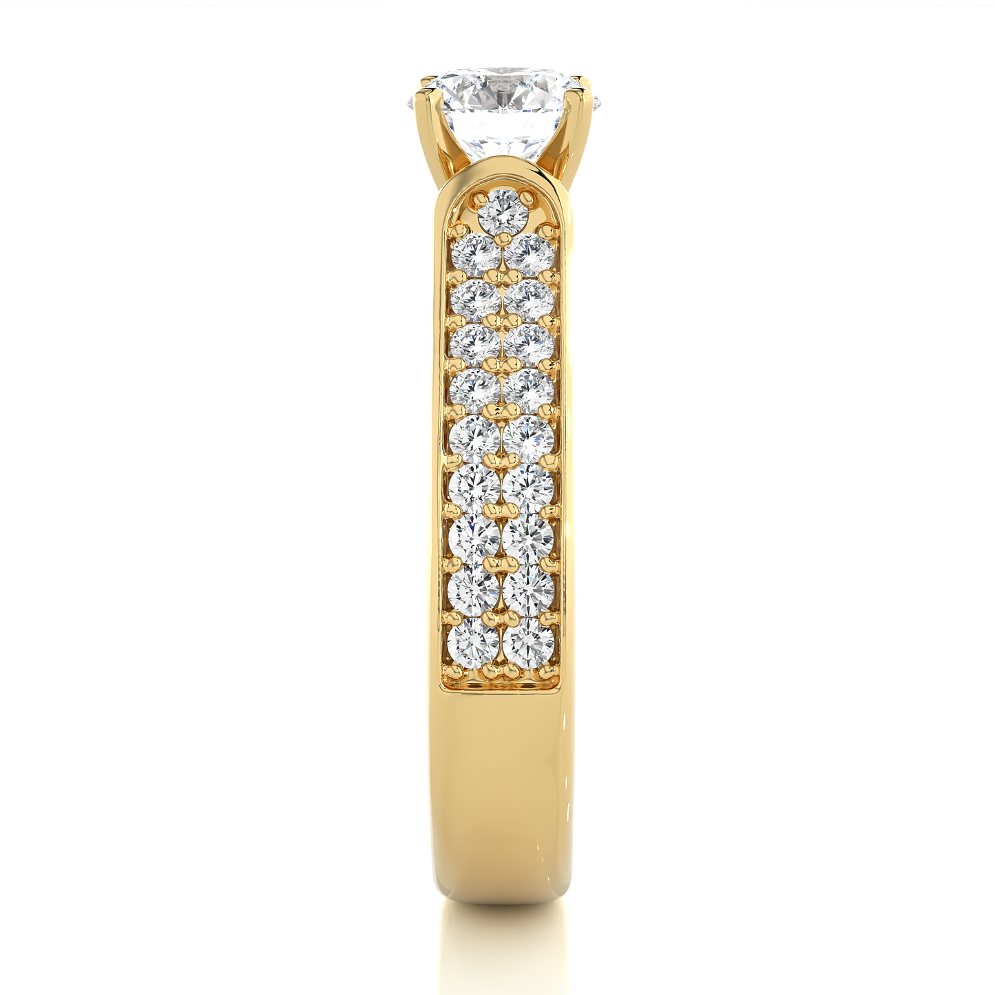 Round Cut Lab Grown Diamond Ring 1.29 CT IGI Certified Pave & Side Stones Anniversary ring her - HIGHCARAT DIAMONDS