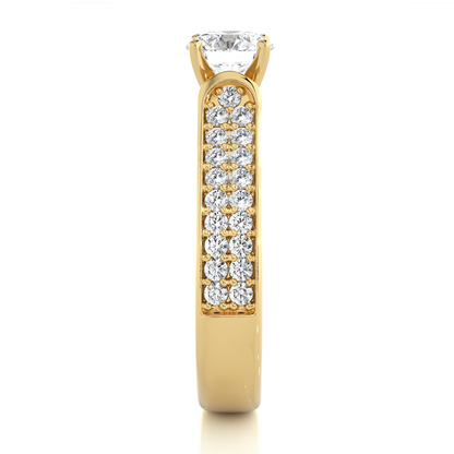 Round Cut Lab Grown Diamond Ring 1.29 CT IGI Certified Pave & Side Stones Anniversary ring her - HIGHCARAT DIAMONDS