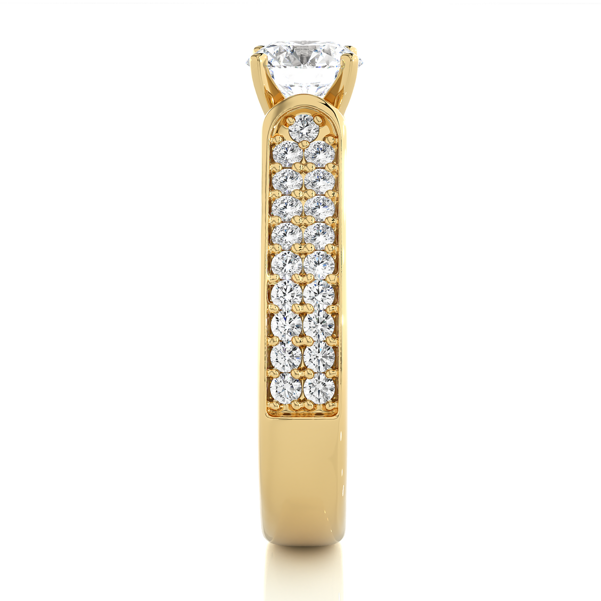 Round Cut Lab Grown Diamond Ring 1.29 CT IGI Certified Pave & Side Stones Anniversary ring her - HIGHCARAT DIAMONDS