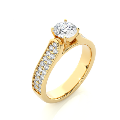 Round Cut Lab Grown Diamond Ring 1.29 CT IGI Certified Pave & Side Stones Anniversary ring her - HIGHCARAT DIAMONDS