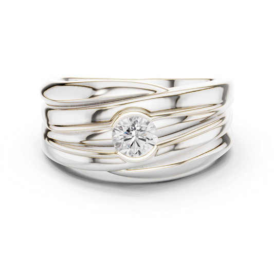 One Stone Solitaire Round Shape Lab grown Diamond Vintage Men's Diamond Ring - HIGHCARAT DIAMONDS