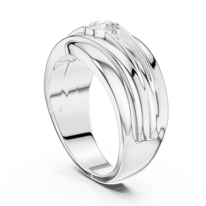 One Stone Solitaire Round Shape Lab grown Diamond Vintage Men's Diamond Ring - HIGHCARAT DIAMONDS