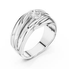 One Stone Solitaire Round Shape Lab grown Diamond Vintage Men's Diamond Ring - HIGHCARAT DIAMONDS
