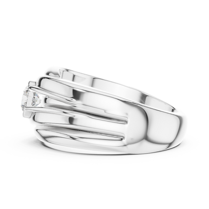 One Stone Solitaire Round Shape Lab grown Diamond Vintage Men's Diamond Ring - HIGHCARAT DIAMONDS
