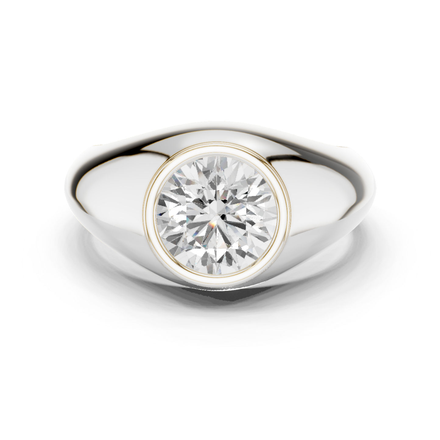 2.00 Ct Round Shape Lab grown Diamond 10k Solid White Shinny Gold Wedding Wear Men's Ring - HIGHCARAT DIAMONDS