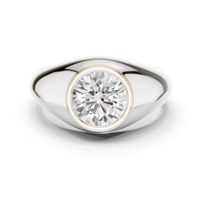 2.00 Ct Round Shape Lab grown Diamond 10k Solid White Shinny Gold Wedding Wear Men's Ring - HIGHCARAT DIAMONDS