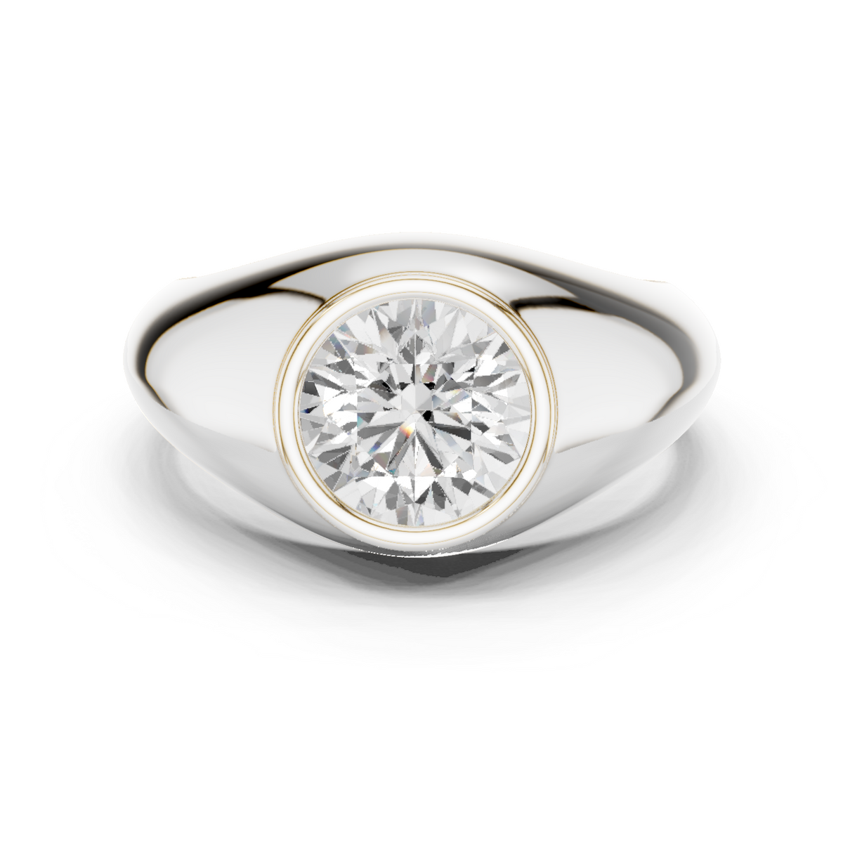 2.00 Ct Round Shape Lab grown Diamond 10k Solid White Shinny Gold Wedding Wear Men's Ring - HIGHCARAT DIAMONDS