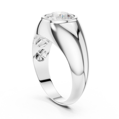 2.00 Ct Round Shape Lab grown Diamond 10k Solid White Shinny Gold Wedding Wear Men's Ring - HIGHCARAT DIAMONDS
