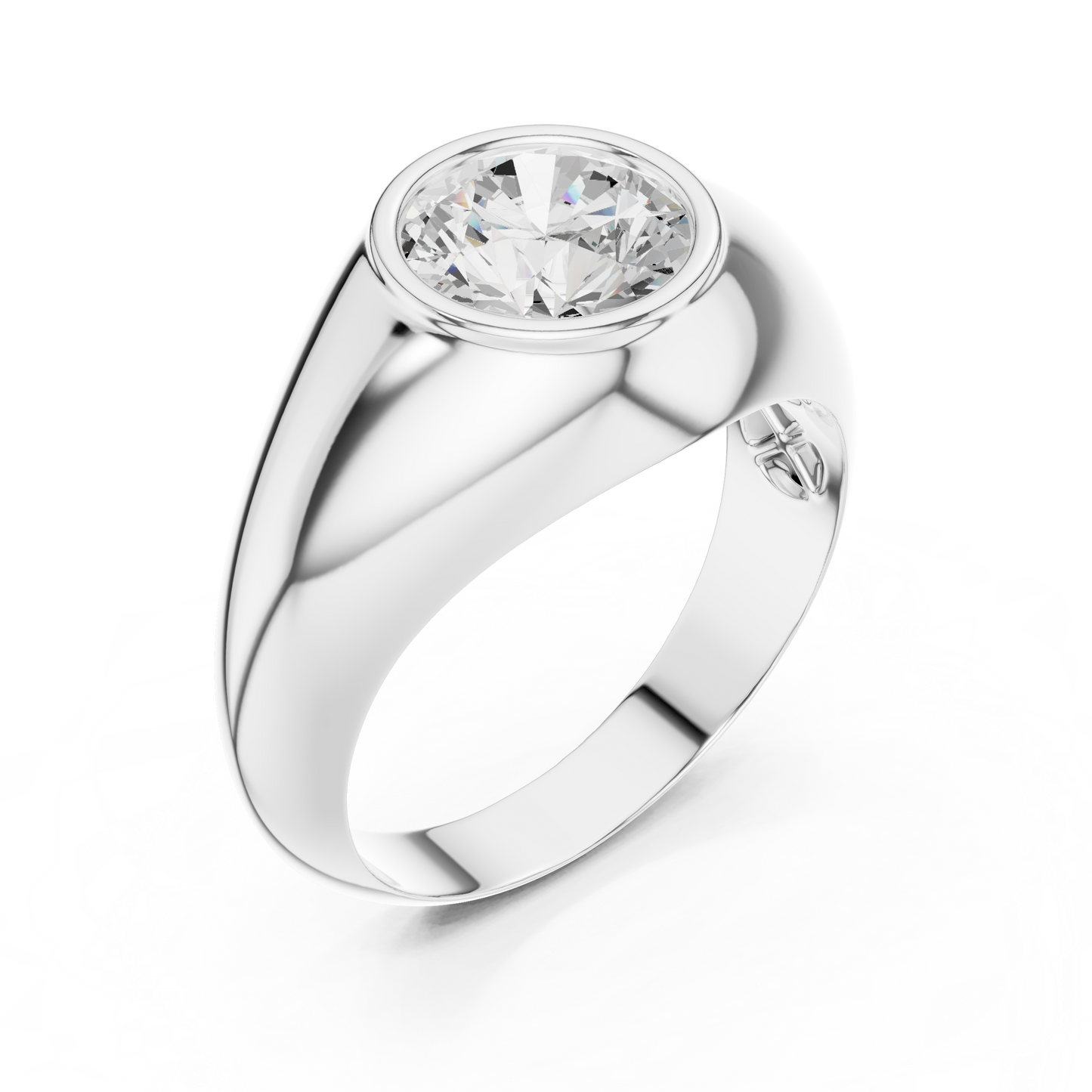 2.00 Ct Round Shape Lab grown Diamond 10k Solid White Shinny Gold Wedding Wear Men's Ring - HIGHCARAT DIAMONDS