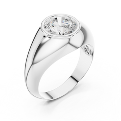 2.00 Ct Round Shape Lab grown Diamond 10k Solid White Shinny Gold Wedding Wear Men's Ring - HIGHCARAT DIAMONDS
