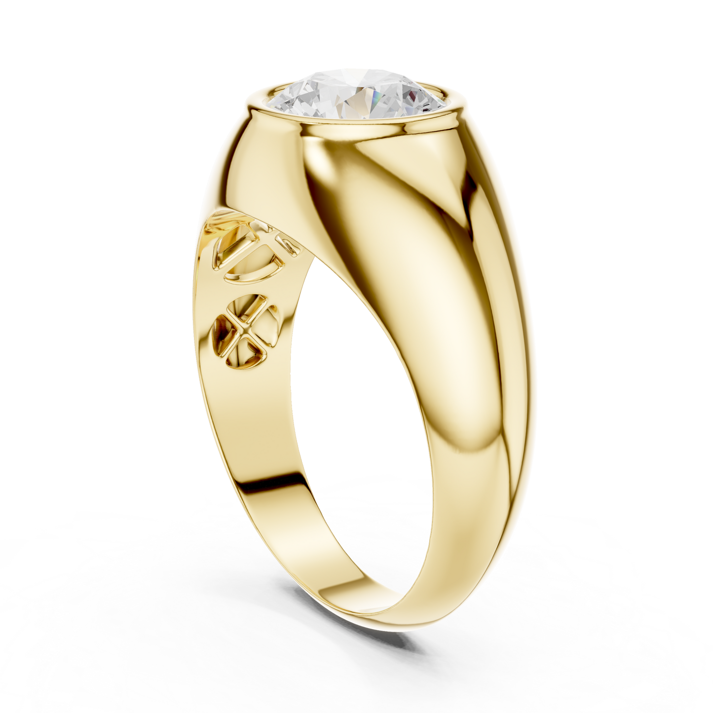 2.00 Ct Round Shape Lab grown Diamond 10k Solid White Shinny Gold Wedding Wear Men's Ring - HIGHCARAT DIAMONDS