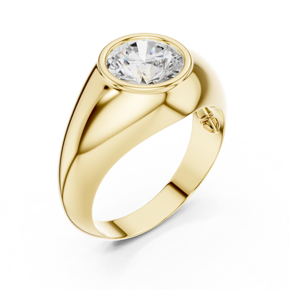 2.00 Ct Round Shape Lab grown Diamond 10k Solid White Shinny Gold Wedding Wear Men's Ring - HIGHCARAT DIAMONDS