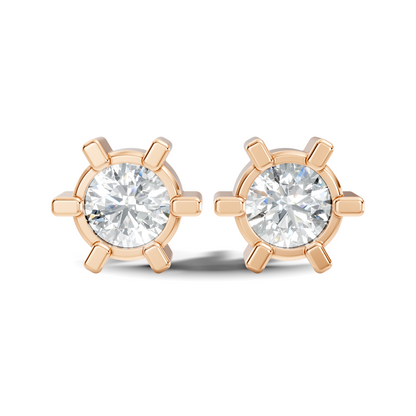 14k Solid Gold Lab Grown Diamond Round Shape Stunning New Vintage Earrings For Anniversary Gift - HIGHCARAT DIAMONDS