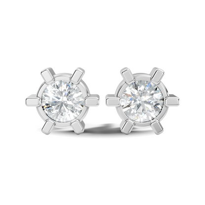 14k Solid Gold Lab Grown Diamond Round Shape Stunning New Vintage Earrings For Anniversary Gift - HIGHCARAT DIAMONDS
