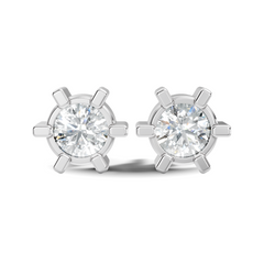 14k Solid Gold Lab Grown Diamond Round Shape Stunning New Vintage Earrings For Anniversary Gift - HIGHCARAT DIAMONDS