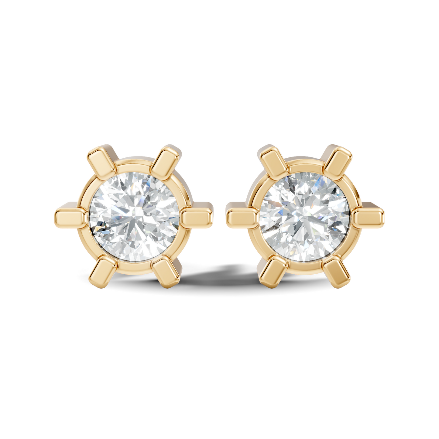 14k Solid Gold Lab Grown Diamond Round Shape Stunning New Vintage Earrings For Anniversary Gift - HIGHCARAT DIAMONDS