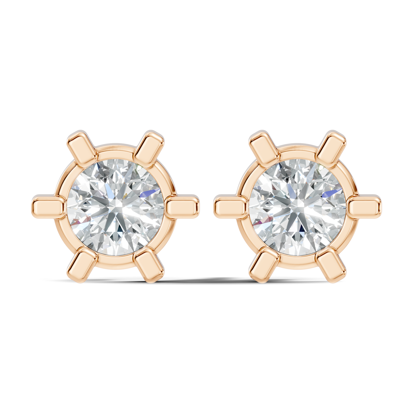 14k Solid Gold Lab Grown Diamond Round Shape Stunning New Vintage Earrings For Anniversary Gift - HIGHCARAT DIAMONDS