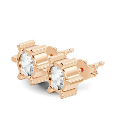 14k Solid Gold Lab Grown Diamond Round Shape Stunning New Vintage Earrings For Anniversary Gift - HIGHCARAT DIAMONDS