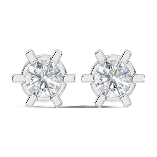 14k Solid Gold Lab Grown Diamond Round Shape Stunning New Vintage Earrings For Anniversary Gift - HIGHCARAT DIAMONDS