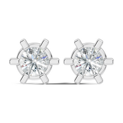 14k Solid Gold Lab Grown Diamond Round Shape Stunning New Vintage Earrings For Anniversary Gift - HIGHCARAT DIAMONDS