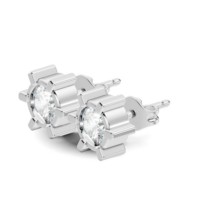 14k Solid Gold Lab Grown Diamond Round Shape Stunning New Vintage Earrings For Anniversary Gift - HIGHCARAT DIAMONDS