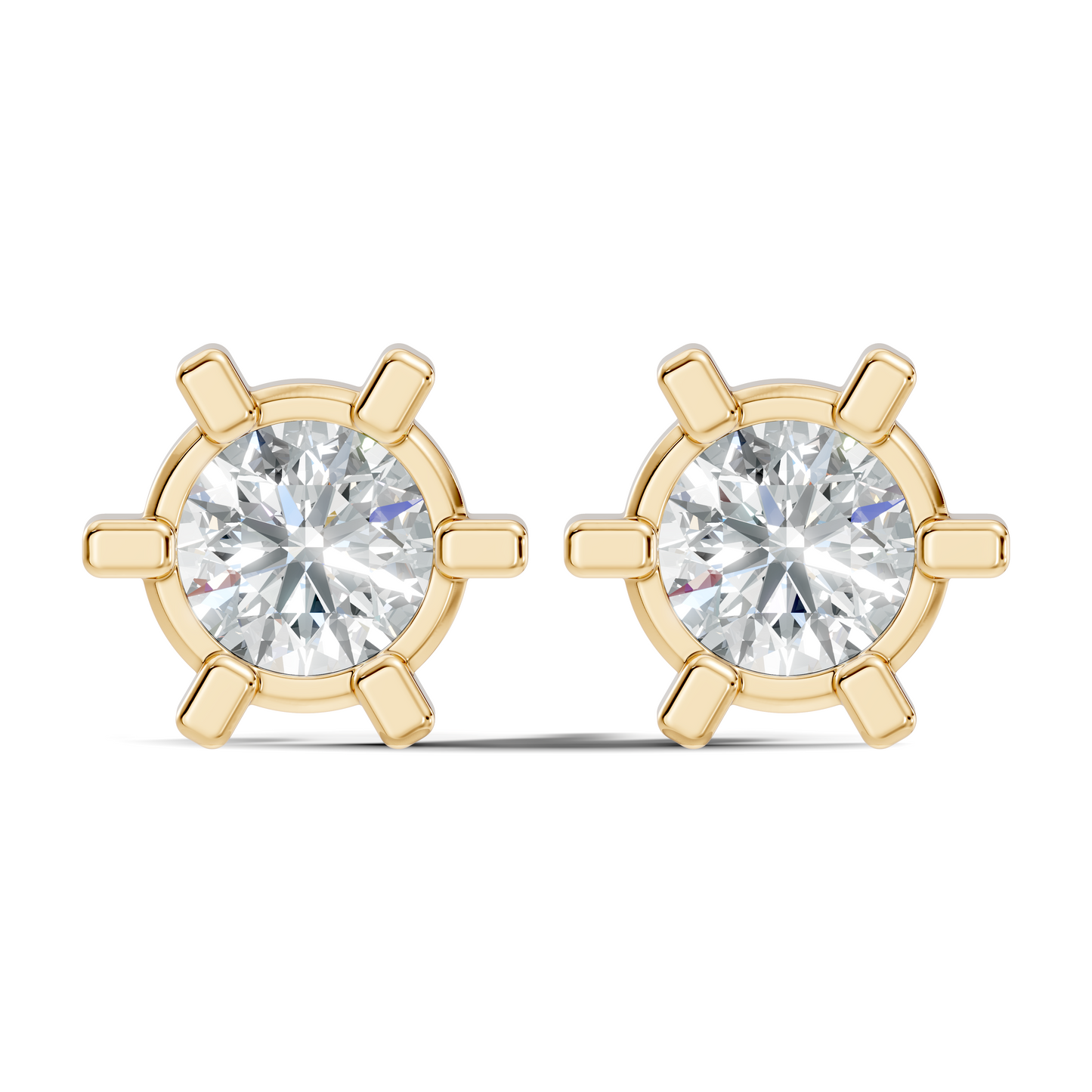 14k Solid Gold Lab Grown Diamond Round Shape Stunning New Vintage Earrings For Anniversary Gift - HIGHCARAT DIAMONDS