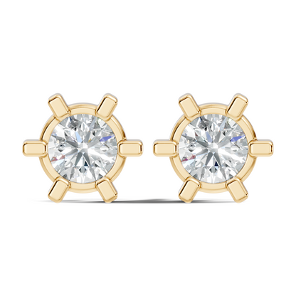 14k Solid Gold Lab Grown Diamond Round Shape Stunning New Vintage Earrings For Anniversary Gift - HIGHCARAT DIAMONDS