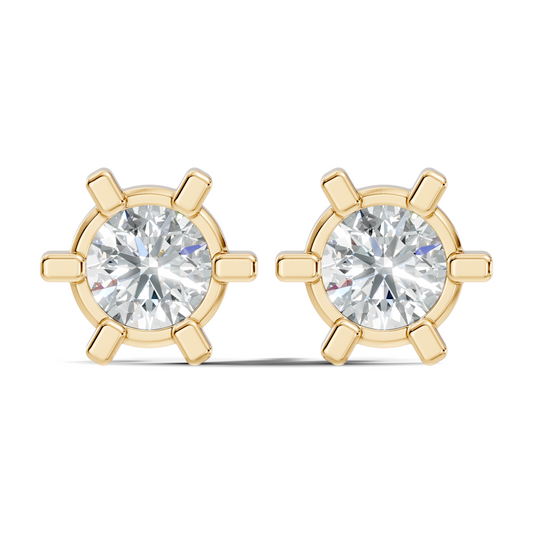 14k Solid Gold Lab Grown Diamond Round Shape Stunning New Vintage Earrings For Anniversary Gift - HIGHCARAT DIAMONDS