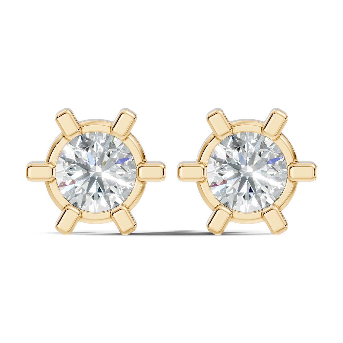 14k Solid Gold Lab Grown Diamond Round Shape Stunning New Vintage Earrings For Anniversary Gift - HIGHCARAT DIAMONDS