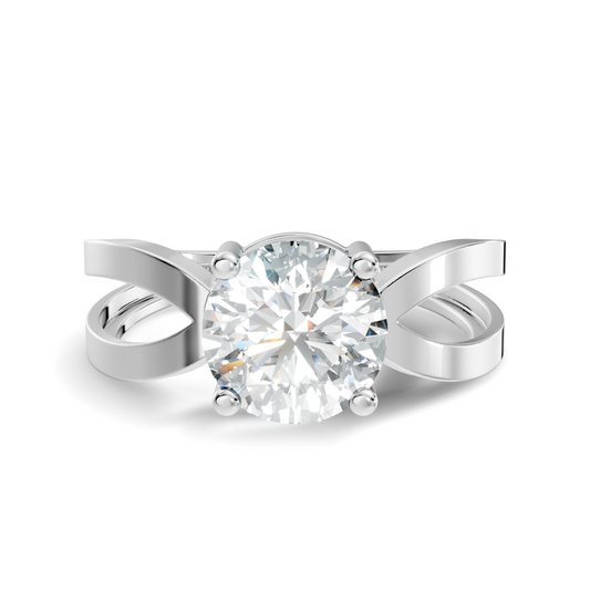 Open Twist Ring featuring round cut lab grown diamond solitaire setting