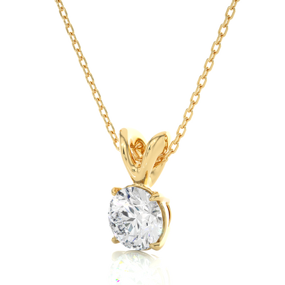 Round Cut Lab Grown Diamond Solitaire Pendant - HIGHCARAT DIAMONDS